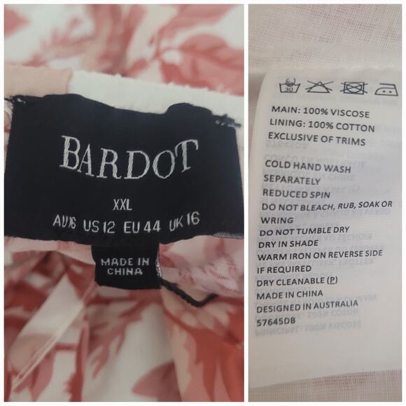 Bardot XXL US 12 AU 16 Eden Red Floral Deep V Neck Cottage Country Sundress NWT - Picture 8 of 12